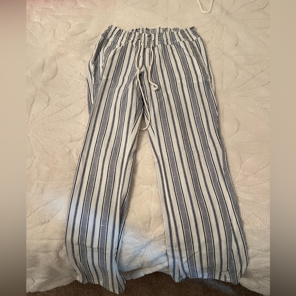 Roxy white and blue striped beach pants